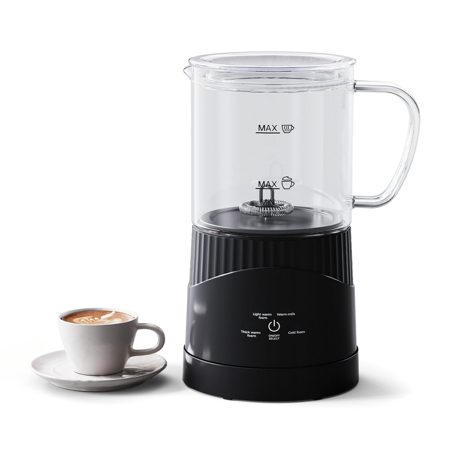 ALROCKET Milk Frother, 4 IN 1 Automatic Warm and Cold Milk Foam Maker, 400ml/13.5oz Milk Steamer for Coffee, Black
