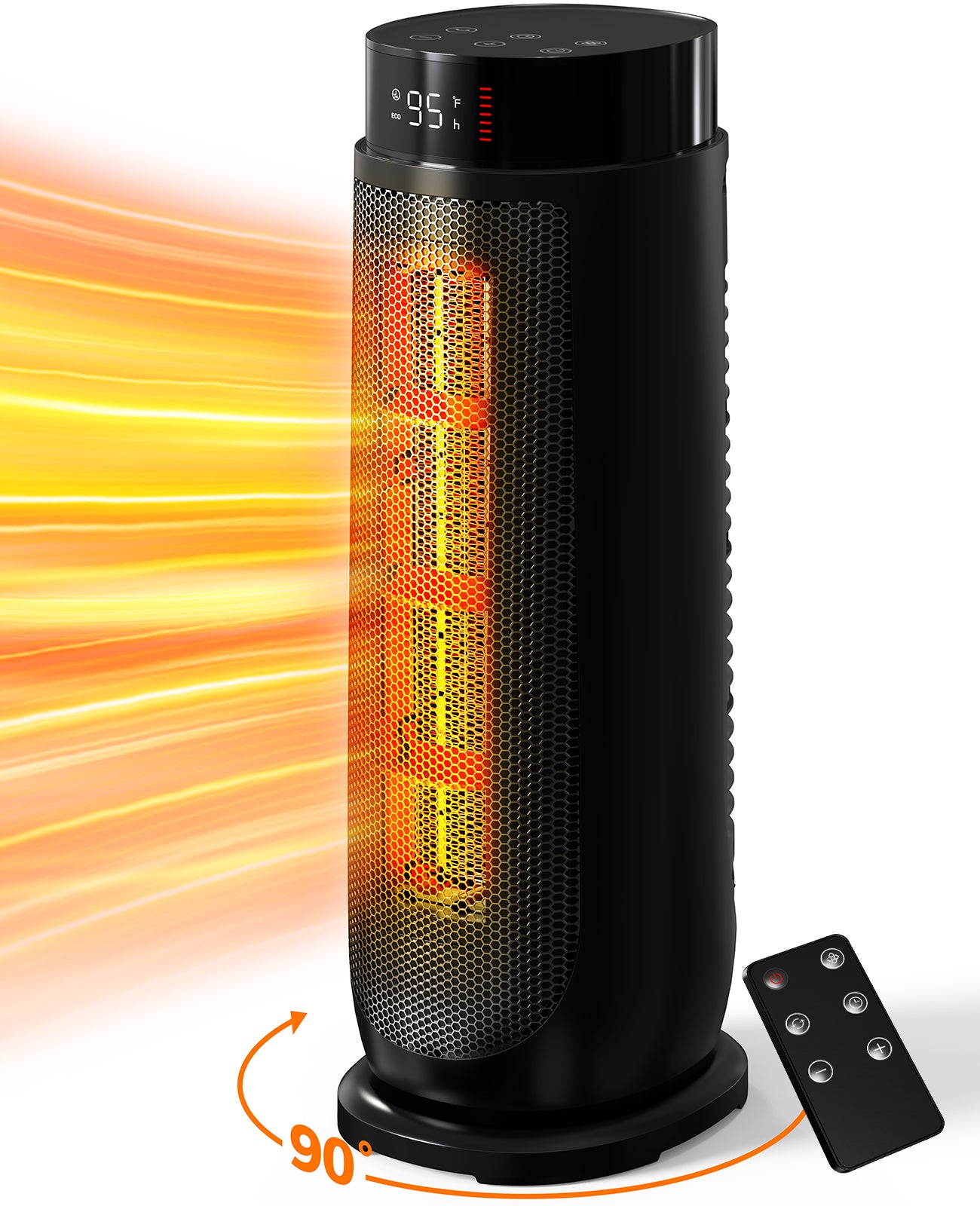 ALROCKET 1500W PTC Ceramic Space Heater for Indoor Use with Remote, 90° Oscillation, 24H Timer, Electric Heaters with Thermostat, Fast and Safe Portable Heater for Bedroom, Home Large Room