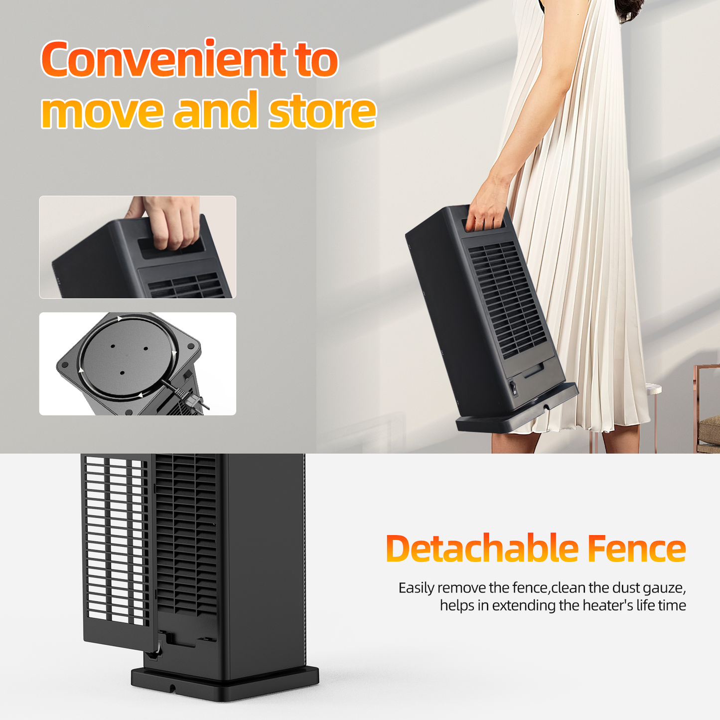 ALROCKET Space Heater,90°Oscillating Electric Tower Heaters with Remote,ECO Modes, Timer, 320 sq.ft