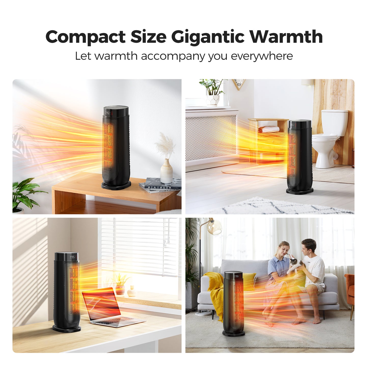 ALROCKET 1500W PTC Ceramic Space Heater for Indoor Use with Remote, 90° Oscillation, 24H Timer, Electric Heaters with Thermostat, Fast and Safe Portable Heater for Bedroom, Home Large Room