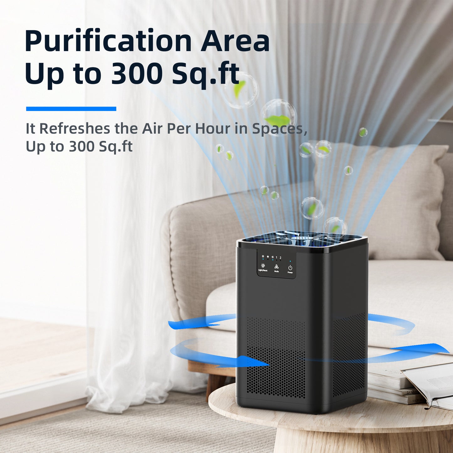 ALROCKET Air Purifier, HEPA Air Filter for Bedroom, Remove 99.9% Smoke Dust for 300 SQ.ft,Black