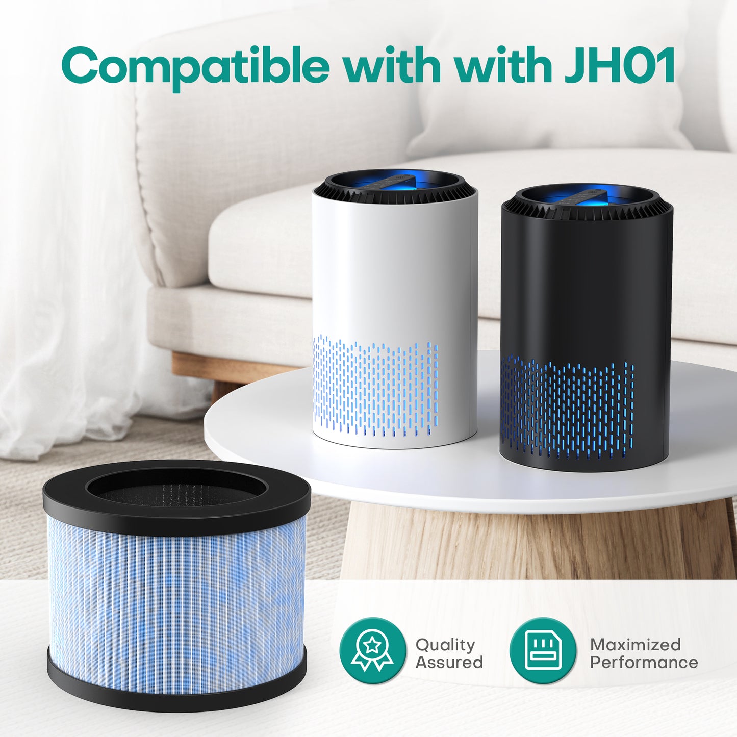 ALROCKET Air Purifier Replacement Filter for Model JH01 Black/ White