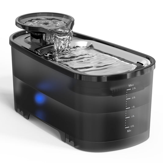 ALROCKET Cat Water Fountain,95oz/2.8L Stainless Steel Pet Water Fountain Dispenser,Black