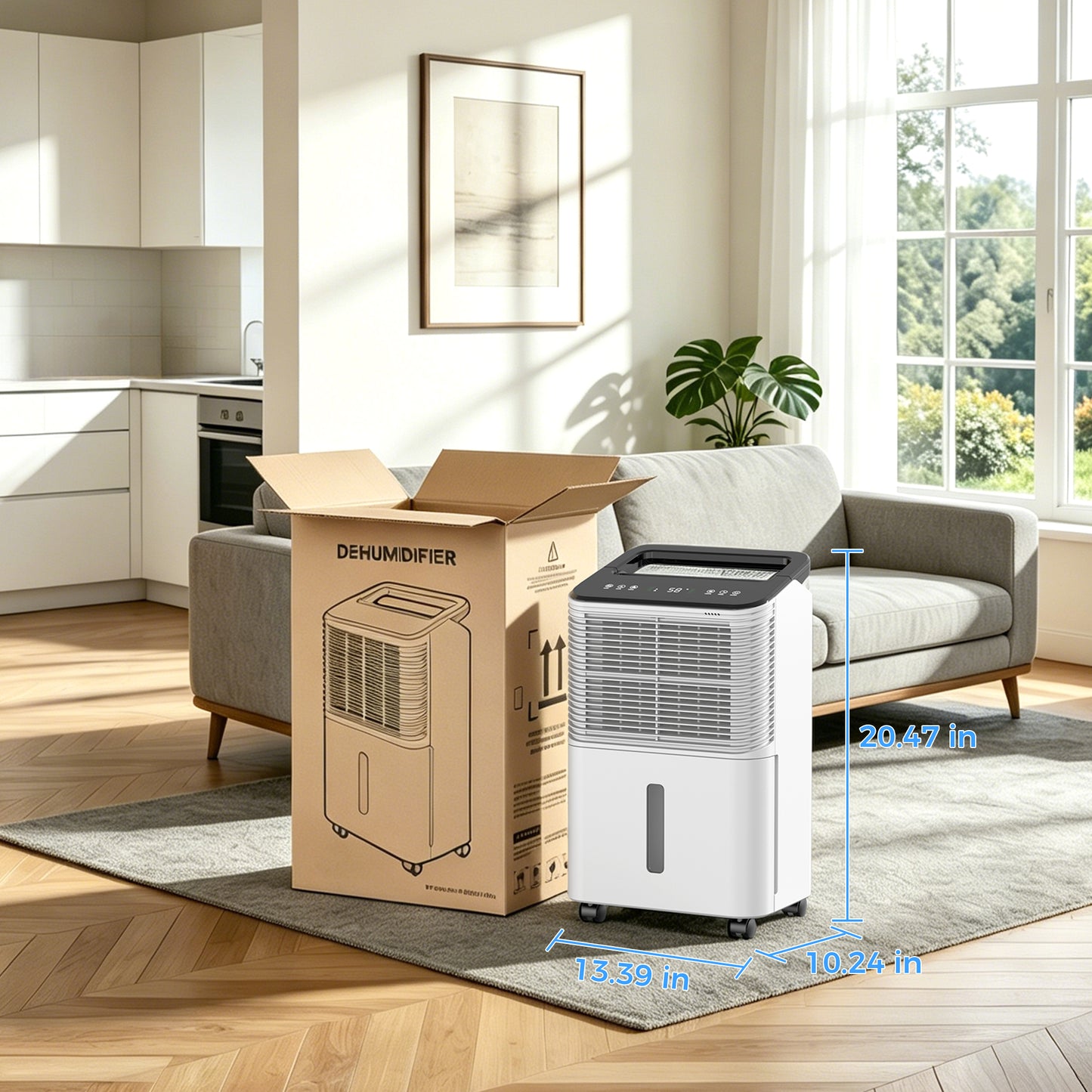ALROCKET 12 Pints (DOE) Dehumidifier for Home, MAX 50 Pints/Day, 85 OZ Water Tank, Dehumidifiers, For Basements, Bathroom, Large room, up to 2000 Sq.ft, Auto-defrost, Smart Humidity Control, White