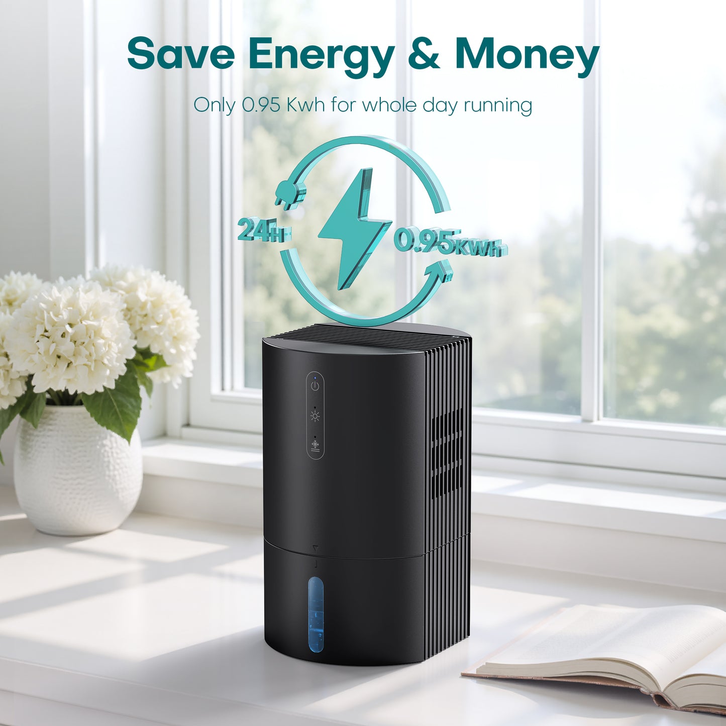 ALROCKET Dehumidifier for Bathroom,35OZ Water Tank with Auto Defrost,320 sq.ft,LED Light,Black
