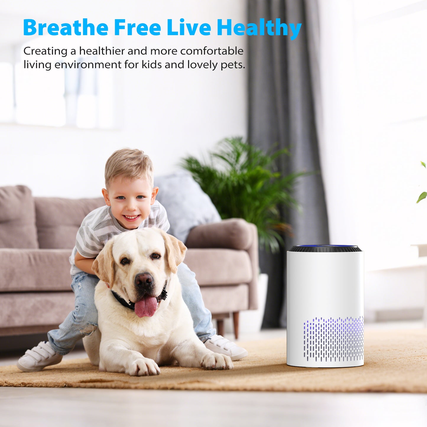 ALROCKET HEPA Air Purifier with Light Extra Large Room (350 Sq. Ft), White