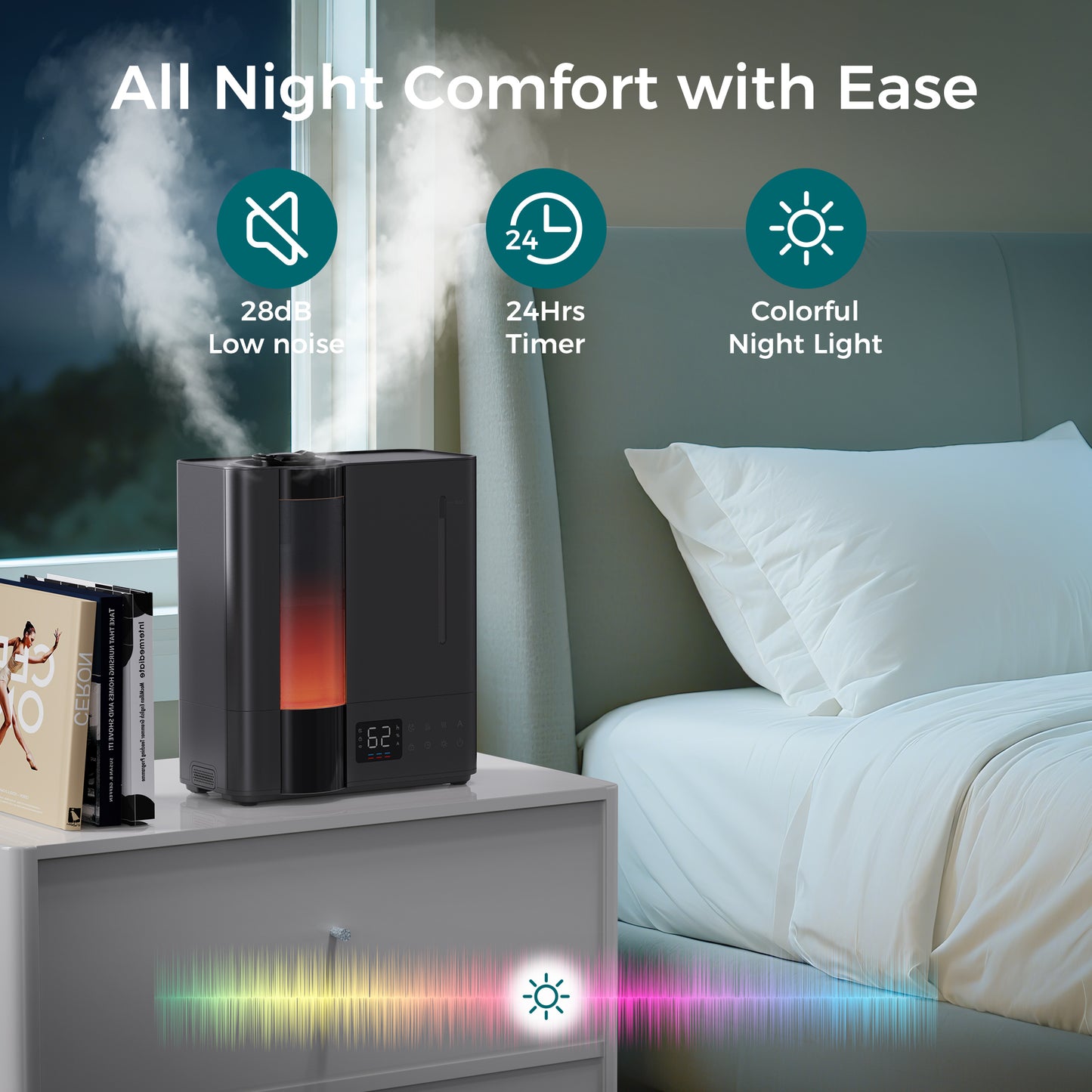 ALROCKET 8L Humidifiers for Bedroom 1000ft², 80H Runtime Smart Warm&Cool Supersized Mist Humidifier for Large Room Indoor, Essential Oil,Quiet Whole House Humidifier for Baby, Plants