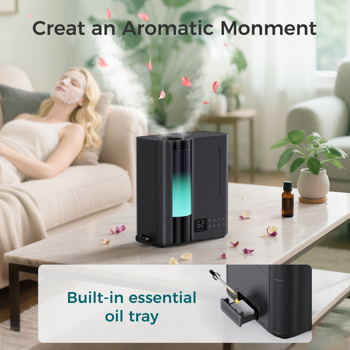 ALROCKET 8L Humidifiers for Bedroom 1000ft², 80H Runtime Smart Warm&Cool Supersized Mist Humidifier for Large Room Indoor, Essential Oil,Quiet Whole House Humidifier for Baby, Plants