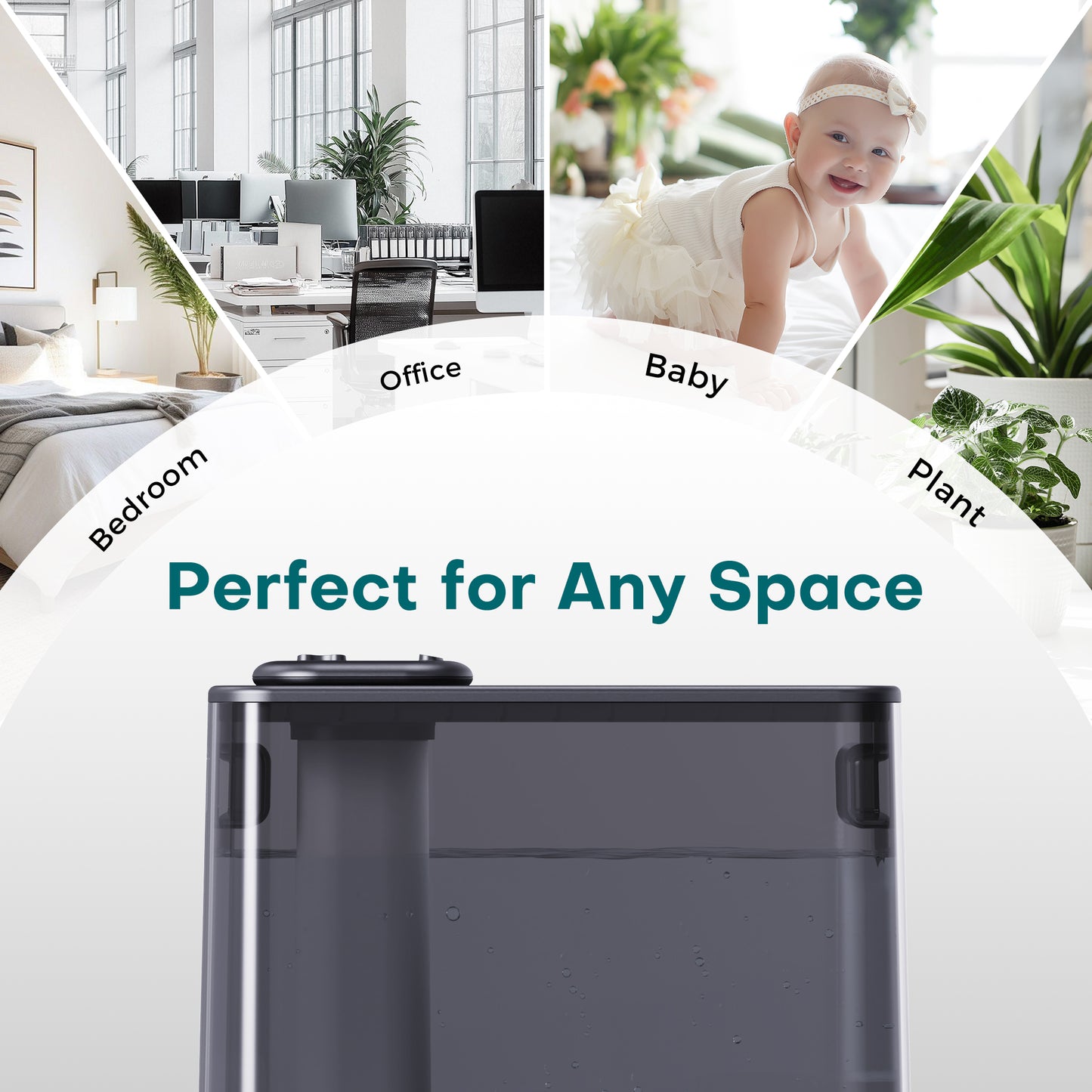 ALROCKET 5L Humidifiers for Bedroom, Cool Mist Humidfiers for Home Large Room,Baby and Plant,Black