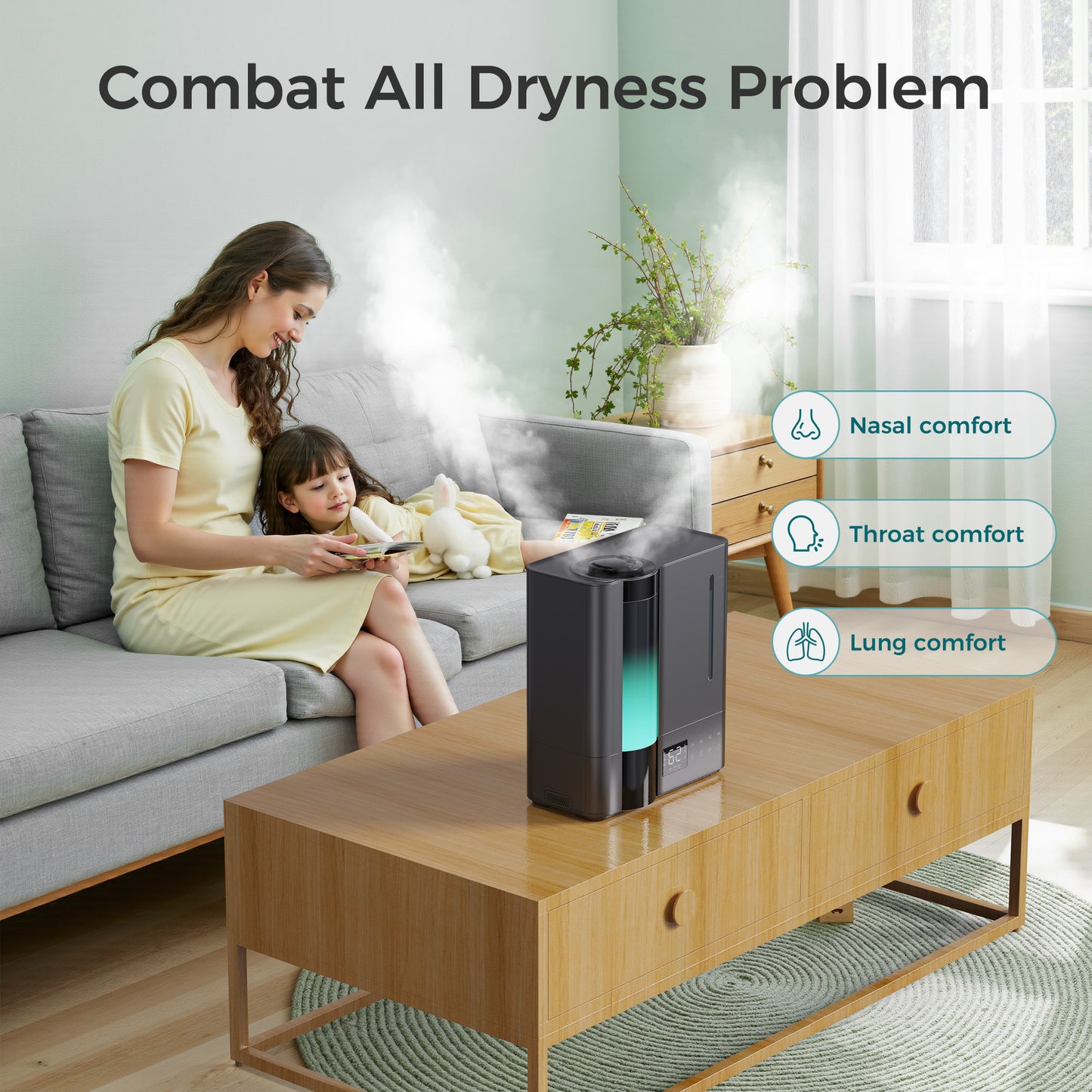 ALROCKET 8L Humidifiers for Bedroom 1000ft², 80H Runtime Smart Warm&Cool Supersized Mist Humidifier for Large Room Indoor, Essential Oil,Quiet Whole House Humidifier for Baby, Plants
