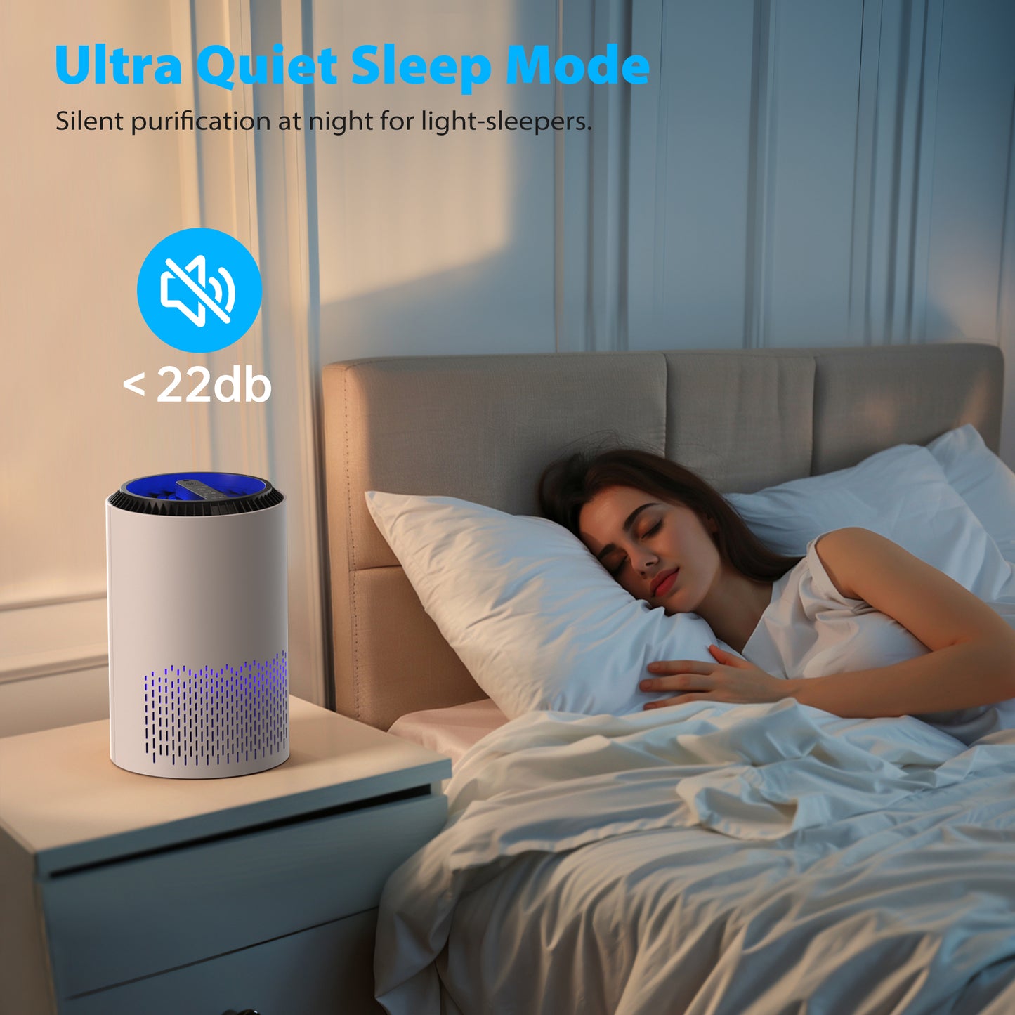 ALROCKET HEPA Air Purifier with Light Extra Large Room (350 Sq. Ft), White