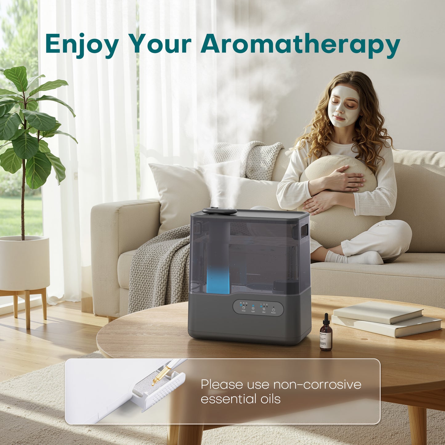 ALROCKET 5L Humidifiers for Bedroom, Cool Mist Humidfiers for Home Large Room,Baby and Plant,Black