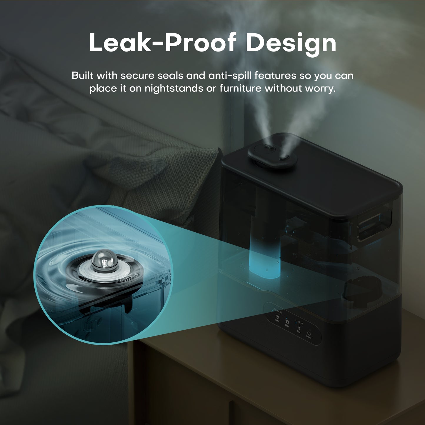 ALROCKET 5L Humidifiers for Bedroom, Cool Mist Humidfiers for Home Large Room,Baby and Plant,Black