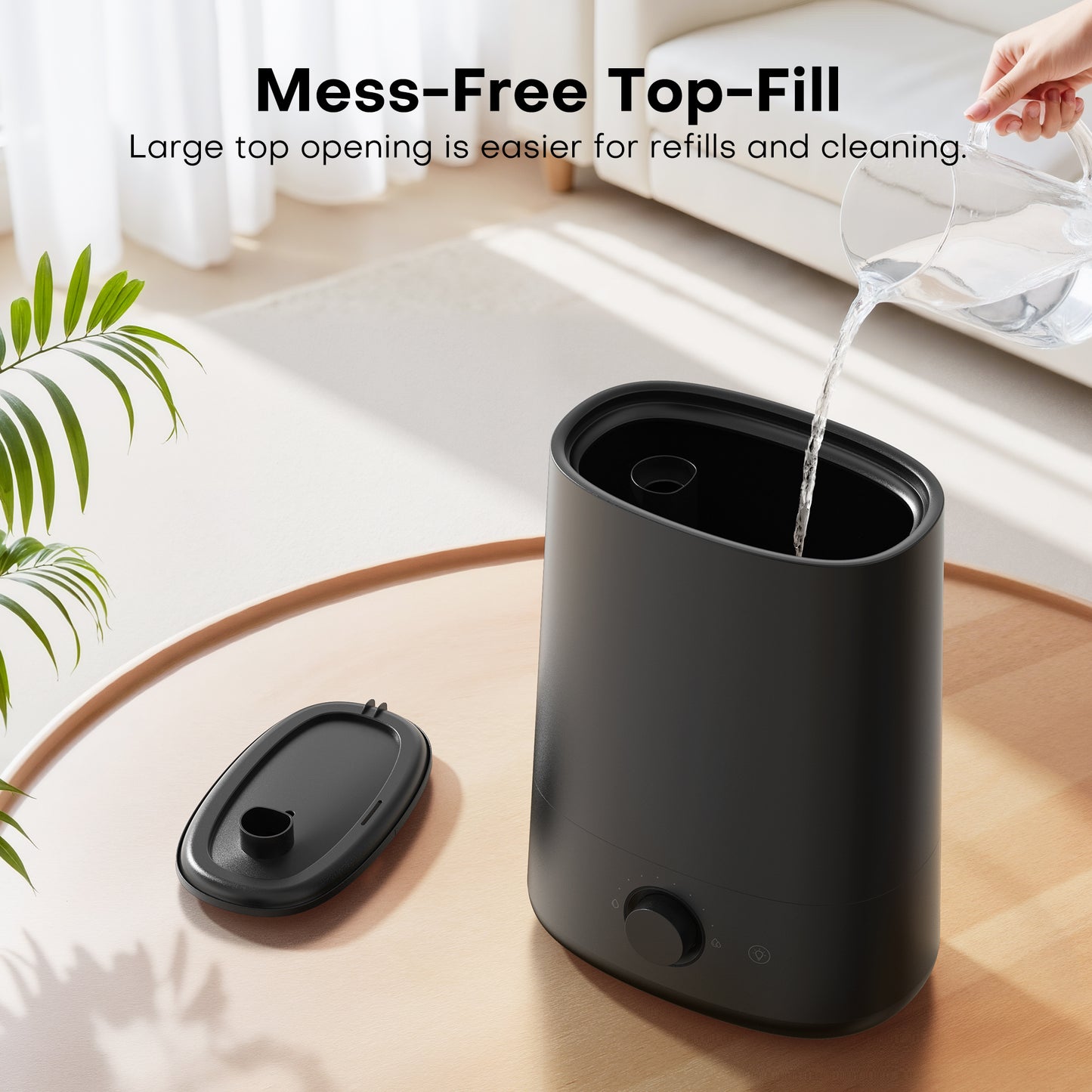 ALROCKET Humidifier for Bedroom,5L Cool Mist Top-Fill Humidifier for Large Room, Baby Nursery, Plants,48H Runtime,28 dB Quiet,Oil Diffuser