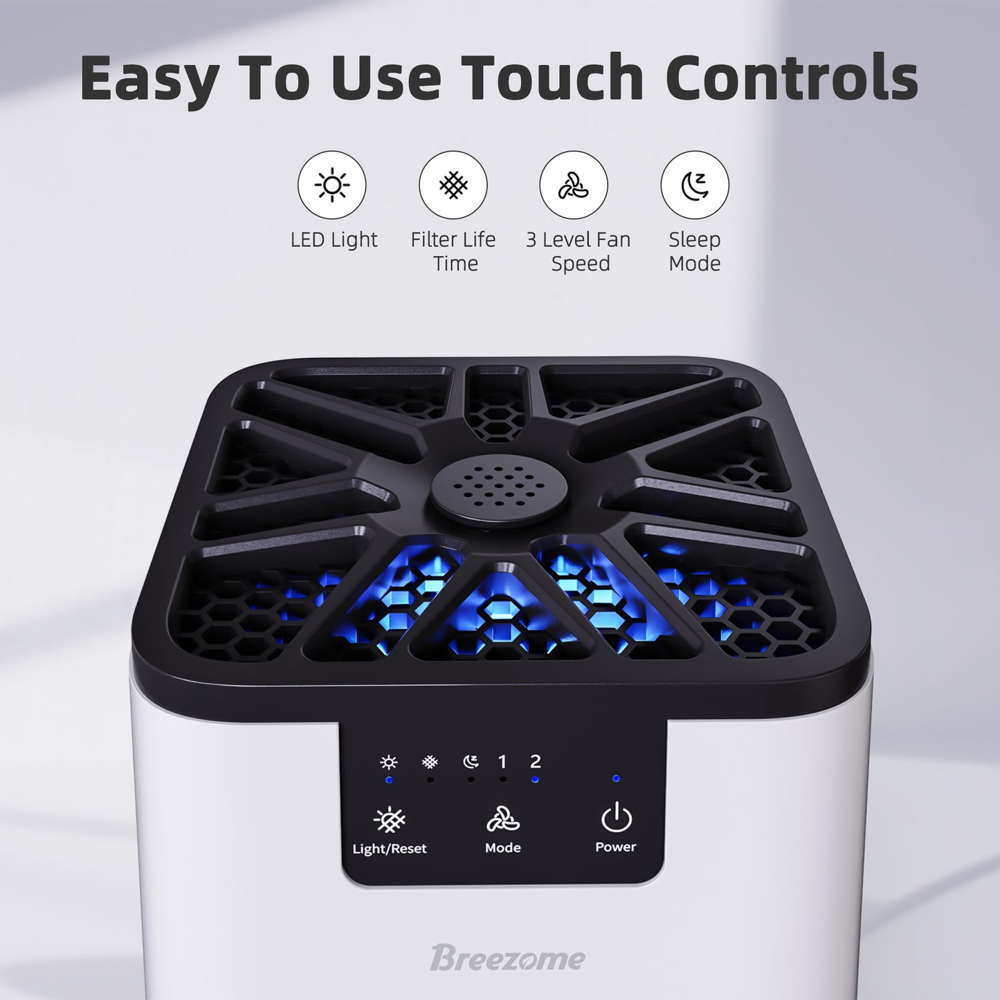 BREEZOME Air Purifier, with H13 True HEPA Filter, Remove 99.9% Smoke Dust for 300 SQ.ft