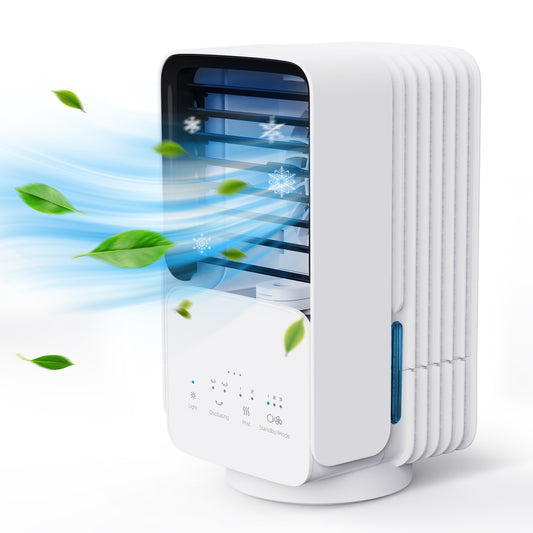 ALROCKET Portable Air Cooler , Personal Mini Evaporative Cooler Air Conditioner Fan for Home, Office, Room . White