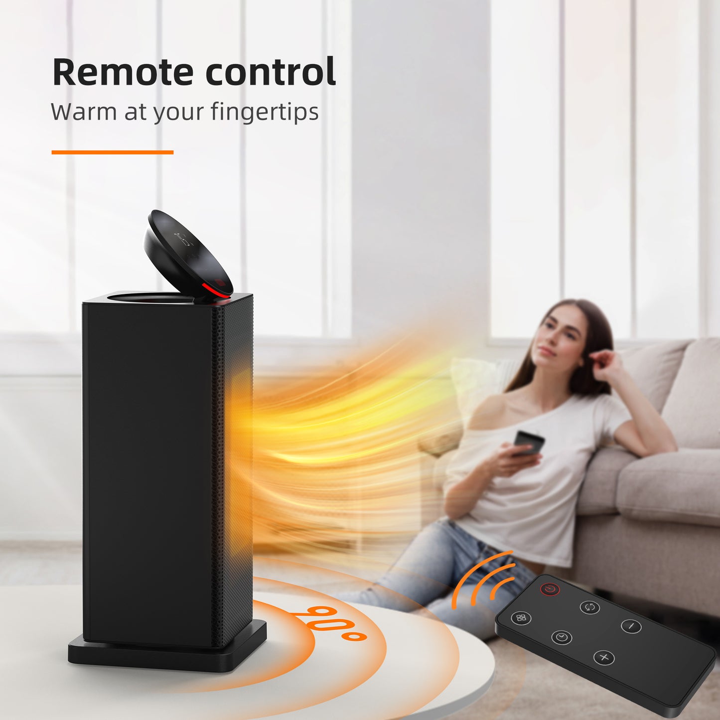 ALROCKET Space Heater Indoor,90°Oscillating Electric Tower Heaters with Remote,ECO Modes, Timer, 320 sq.ft