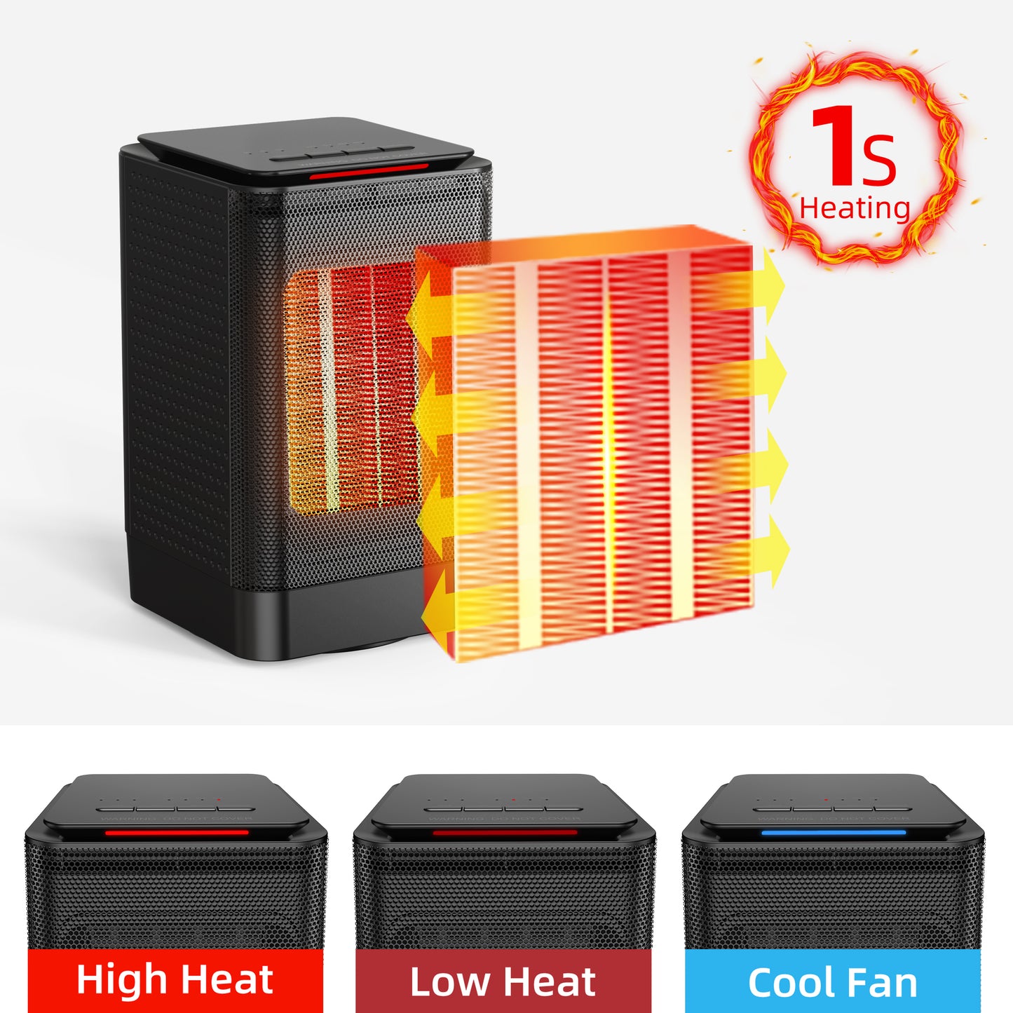 Alrocket Space Heater, 1500W Electric PTC Ceramic Heater Fast Heating with Oscillation & Overheat Tip-over Protection