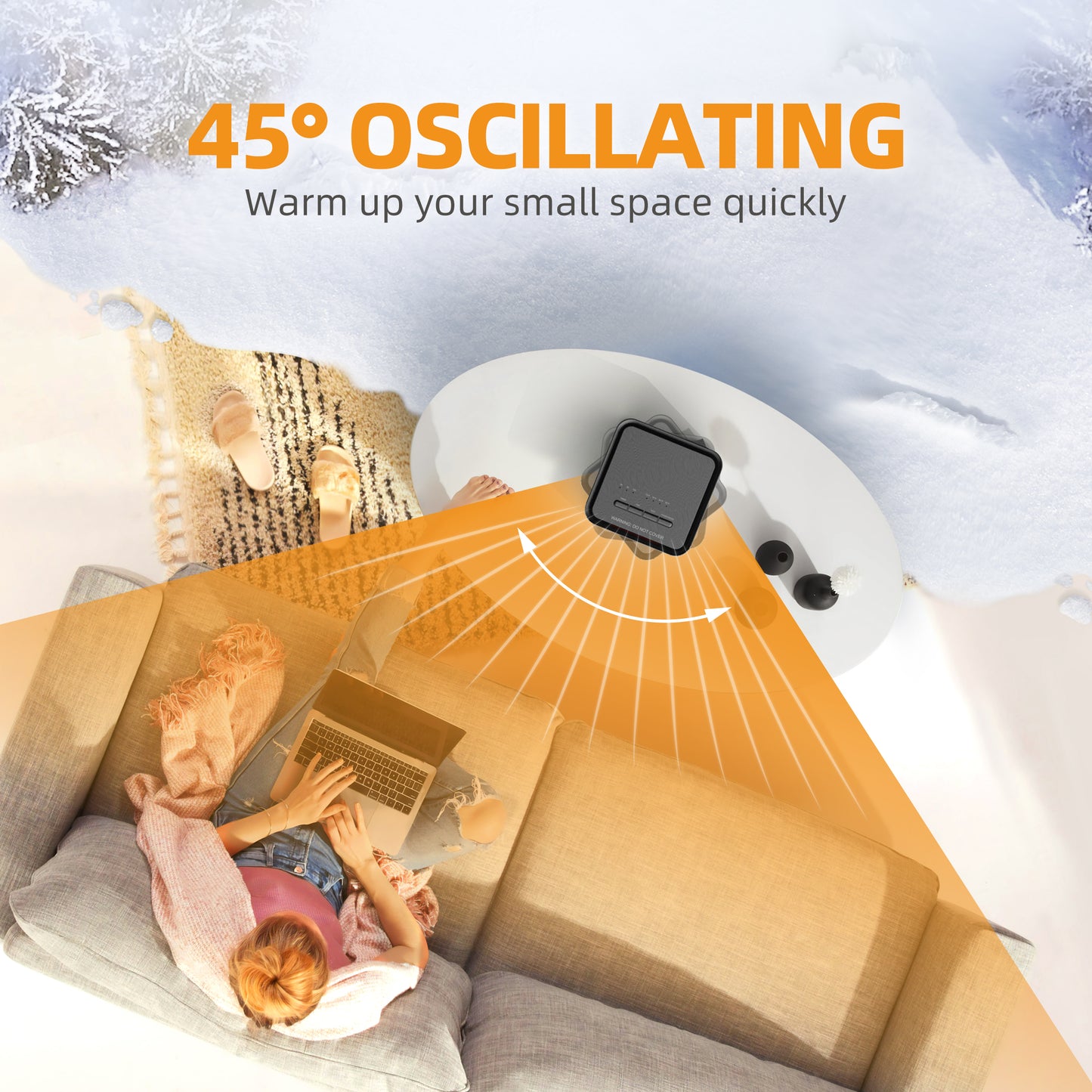 Alrocket Space Heater, 1500W Electric PTC Ceramic Heater Fast Heating with Oscillation & Overheat Tip-over Protection