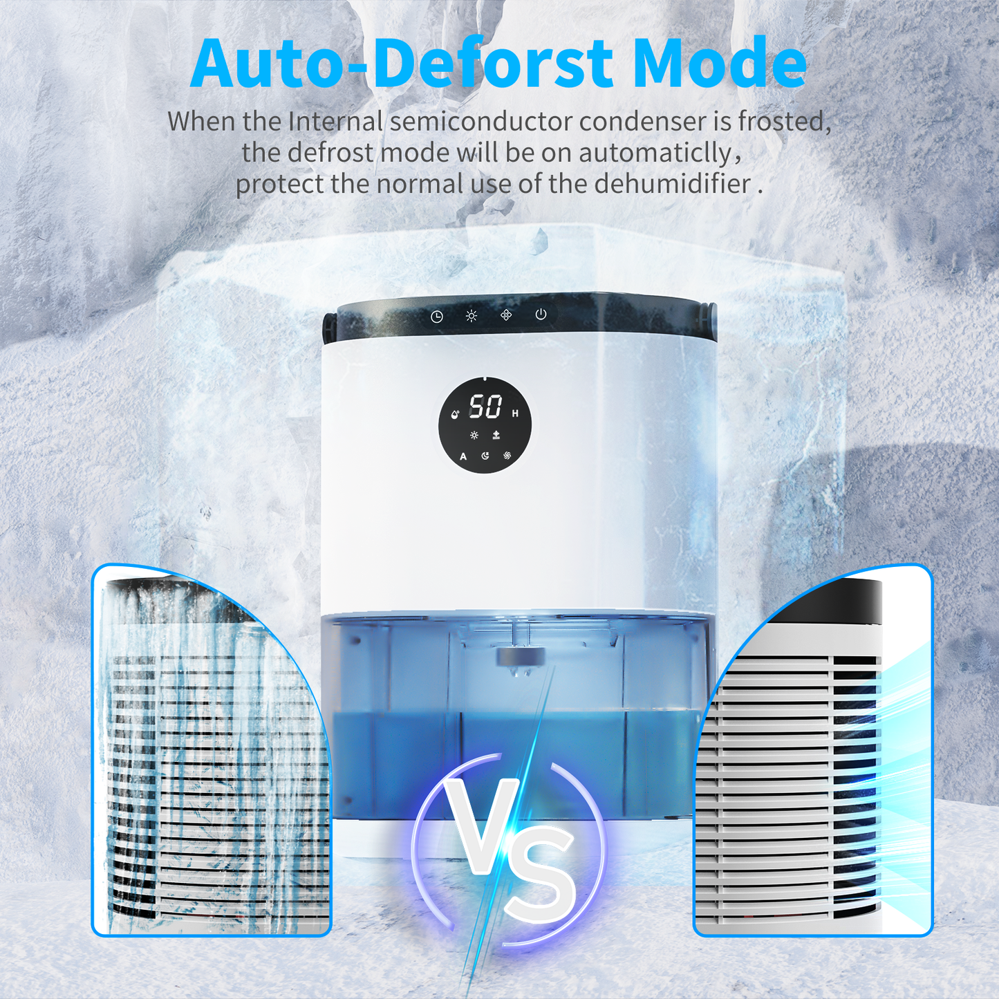 ALROCKET 5-Pint Dehumidifier with Timer, 4500 Cubic Feet, Auto Defrost, Ultra Quiet for Home Large Room Bathroom Garage RV