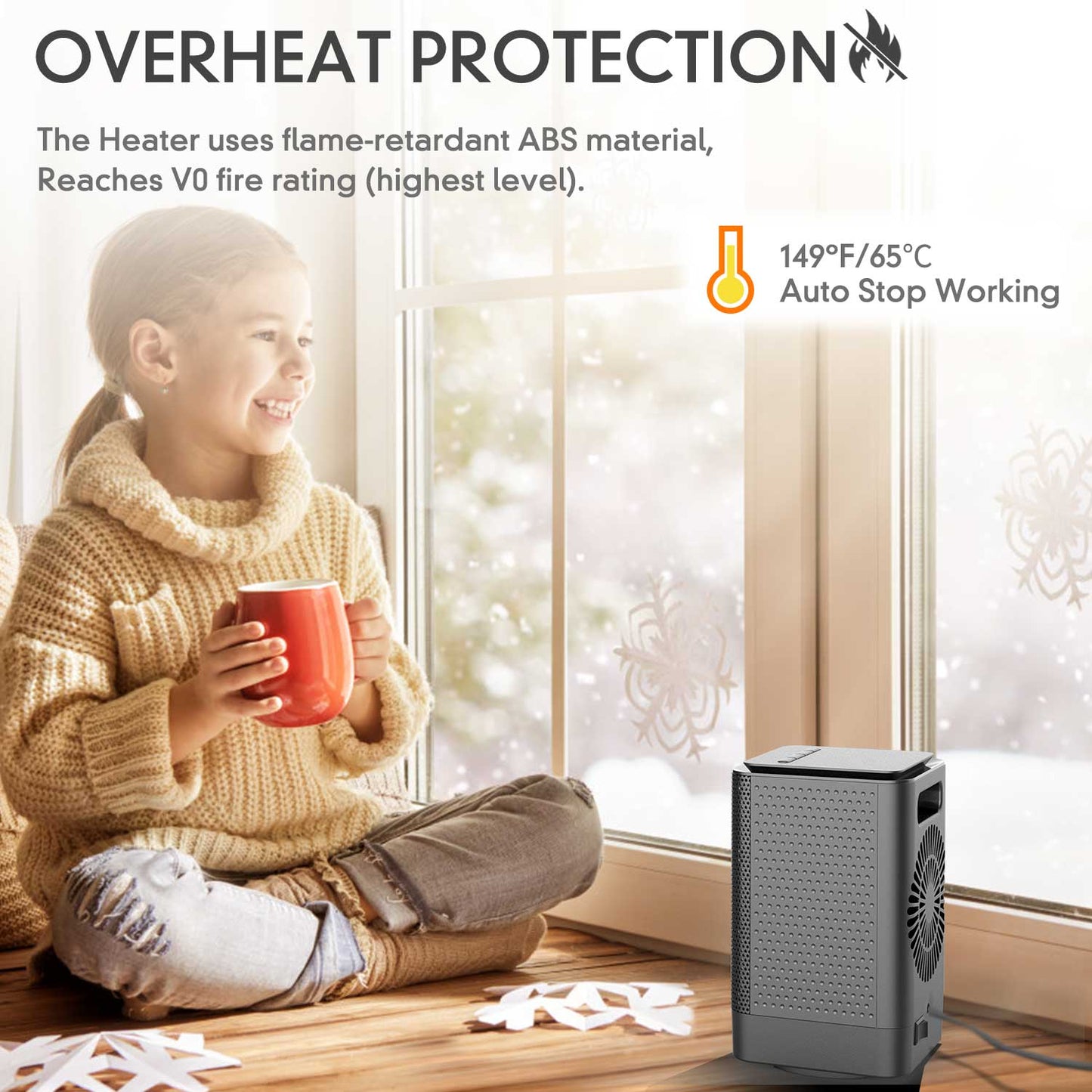 ALROCKET Space Heaters, 950W/600W Portable Electric Heater for Indoor Use,70° Oscillation,Black