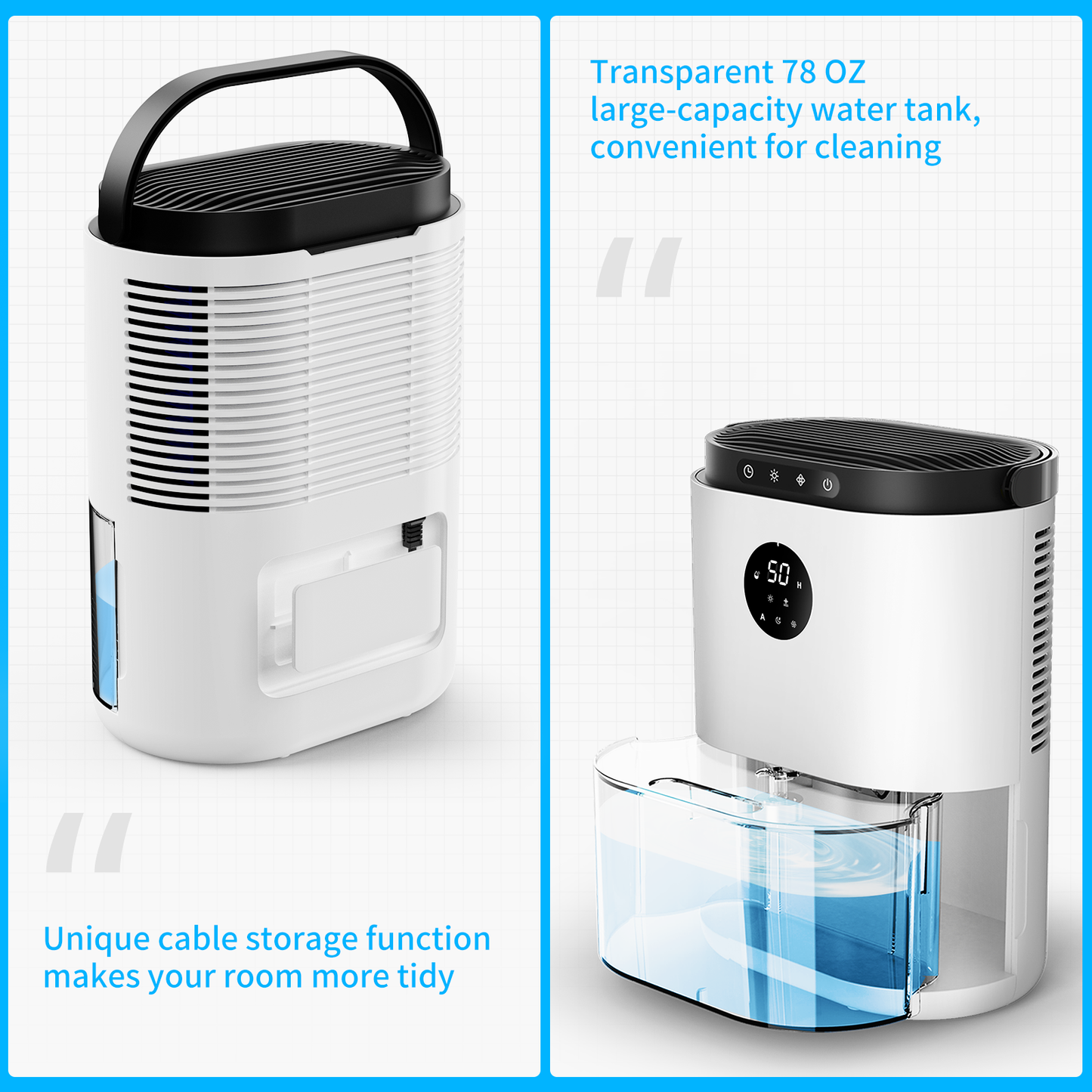 ALROCKET 5-Pint Dehumidifier with Timer, 4500 Cubic Feet, Auto Defrost, Ultra Quiet for Home Large Room Bathroom Garage RV