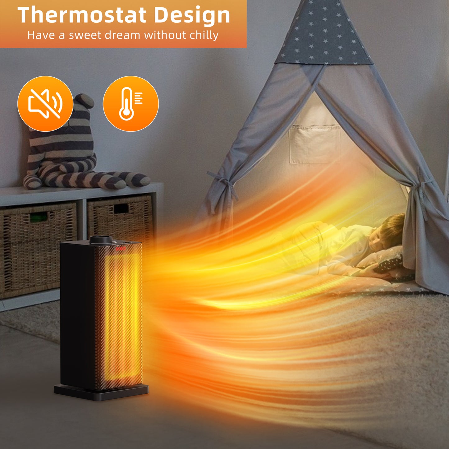 Alrocket 1500W Ceramic Space Heater - Features Built-in Timer and Oscillation Black