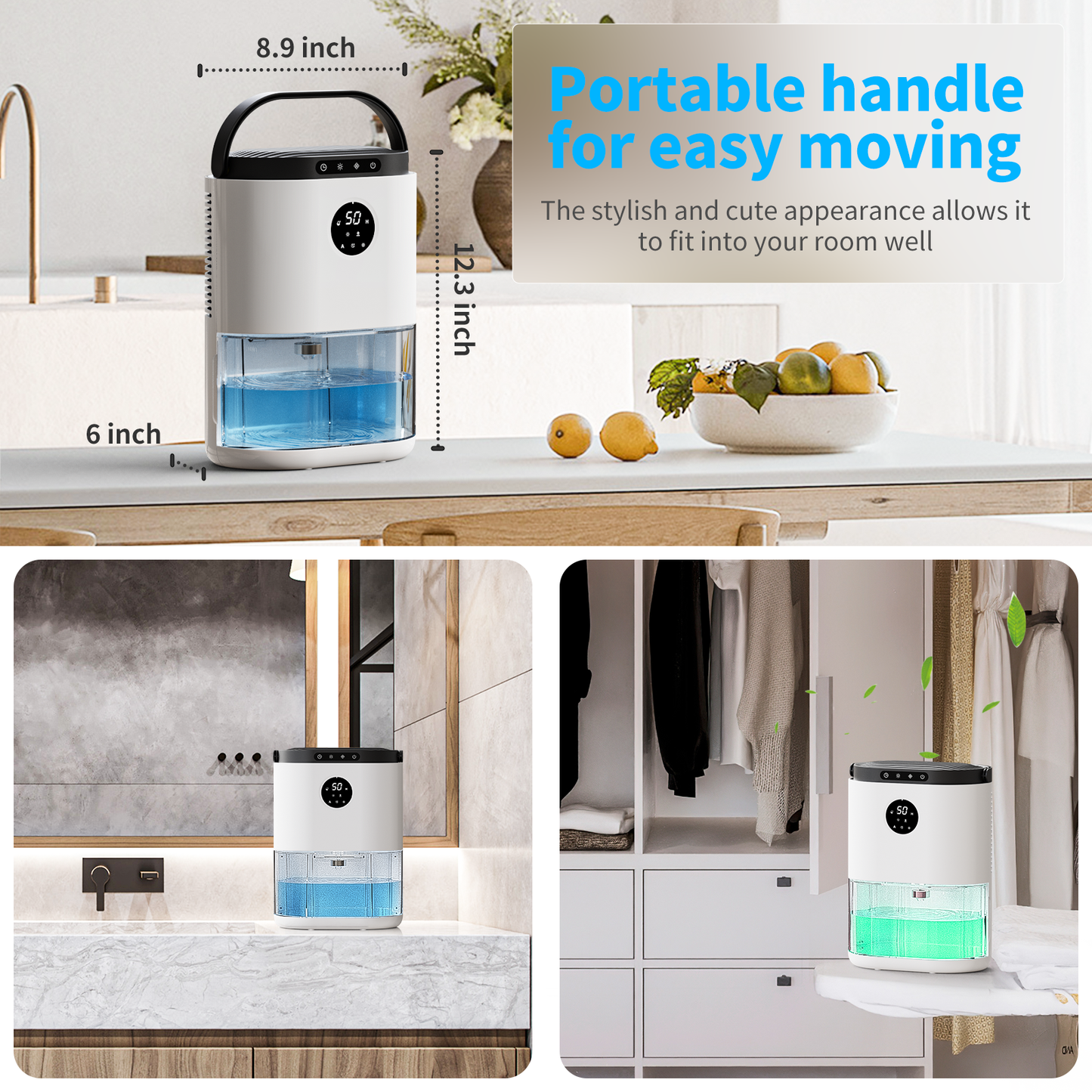 ALROCKET 5-Pint Dehumidifier with Timer, 4500 Cubic Feet, Auto Defrost, Ultra Quiet for Home Large Room Bathroom Garage RV