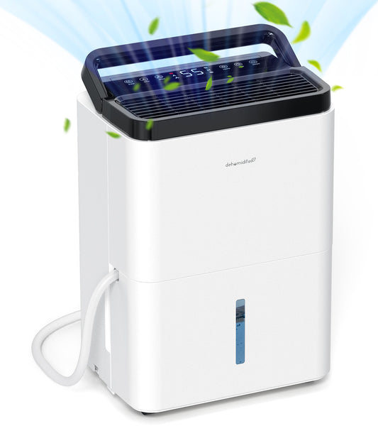 ALROCKET 10 Pint Dehumidifier for Home,Basement with Drain Hose,up to 1500 Sq.Ft,38dB Ultra-Quiet,24H Timer,Smart Humidity Control,2.5L Water Tank