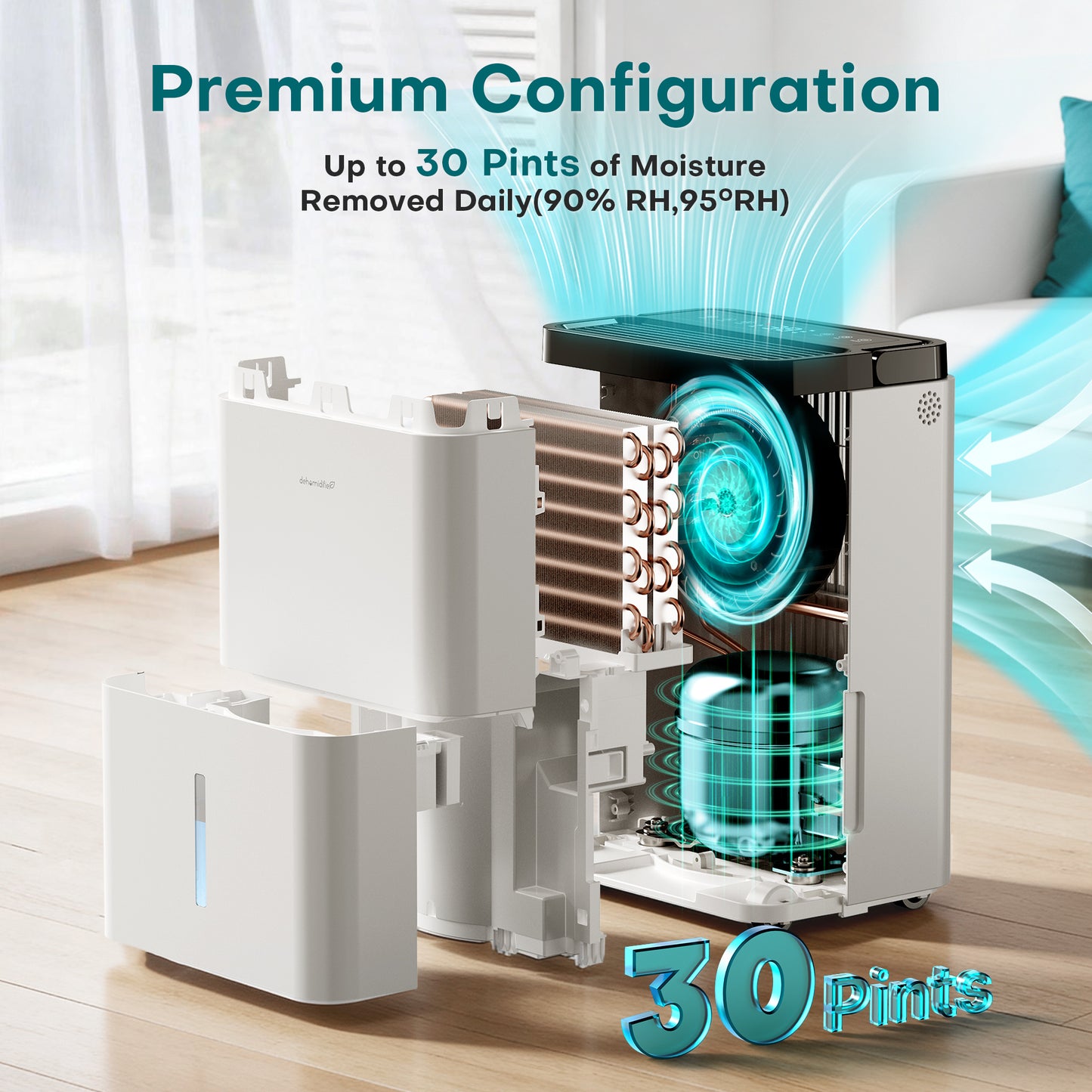 ALROCKET 10 Pint Dehumidifier for Home,Basement with Drain Hose,up to 1500 Sq.Ft,38dB Ultra-Quiet,24H Timer,Smart Humidity Control,2.5L Water Tank