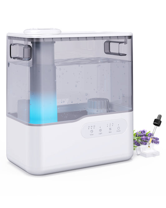 ALROCKET 5L Humidifier for Room,Top Fill Cool Mist Humidifiers for Home Large Room,Baby and Plant,25dB Quiet Vaporizer,Oil Diffuser,Nightlight,360°Rotating Nozzle,White