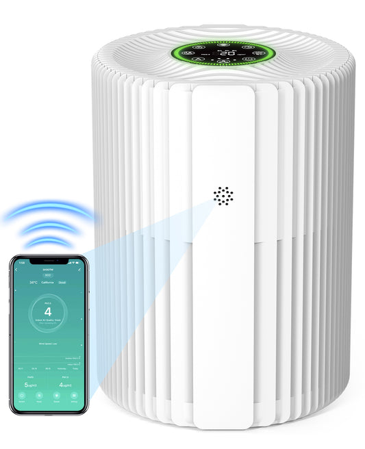 ALROCKET Air Purifier for Home, Smart WIFI, PM2.5 Digital Display, Auto Mode, 3-Layer Filter with 5 Speeds & Timer, Removes Wildfire Smoke, Dander, Dust, Pollen, Covers 600 ft²/2H