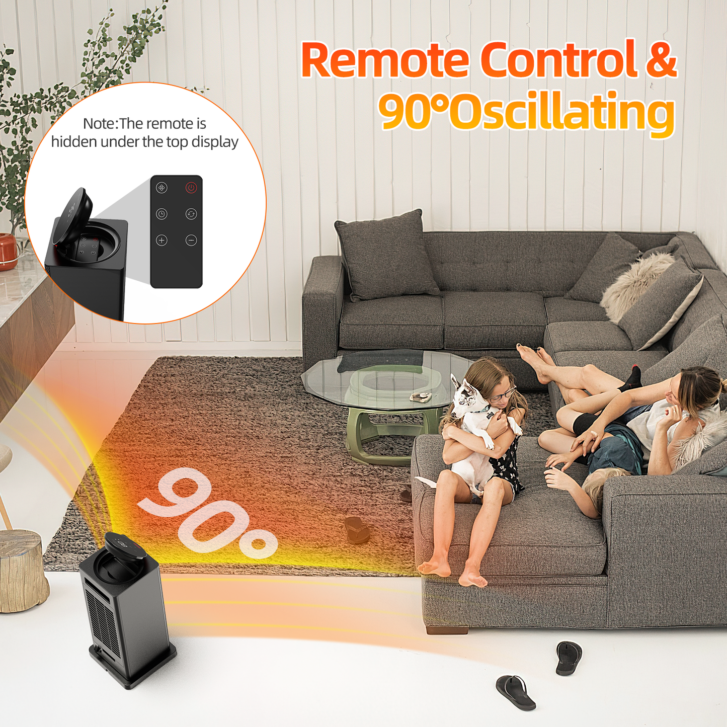 ALROCKET Space Heater,90°Oscillating Electric Tower Heaters with Remote,ECO Modes, Timer, 320 sq.ft