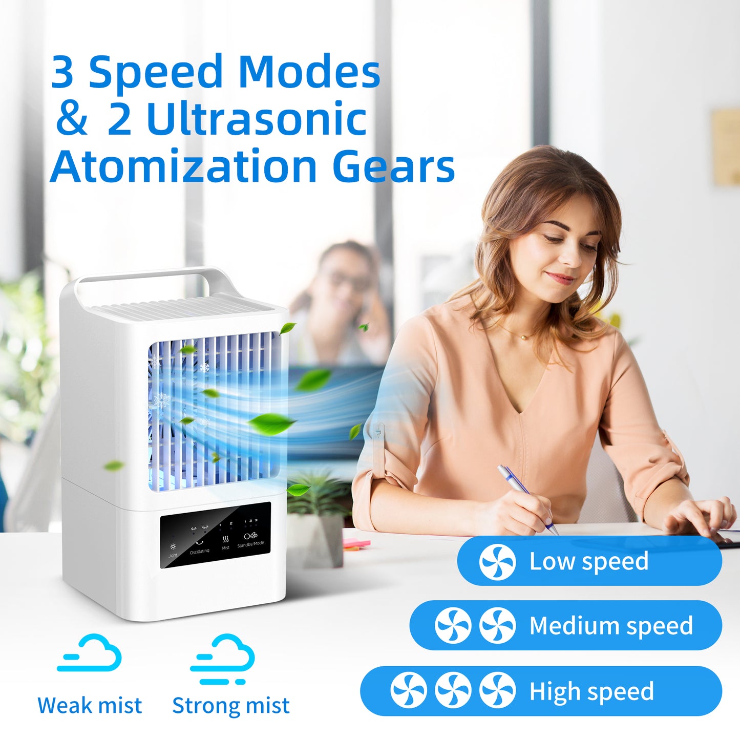 ALROCKET Portable Air Conditioner & Personal Evaporative Air Cooler — 120° Oscillating Fan, Adjustable Speed, Compact Cooling for Bedroom, Office, & Small Rooms
