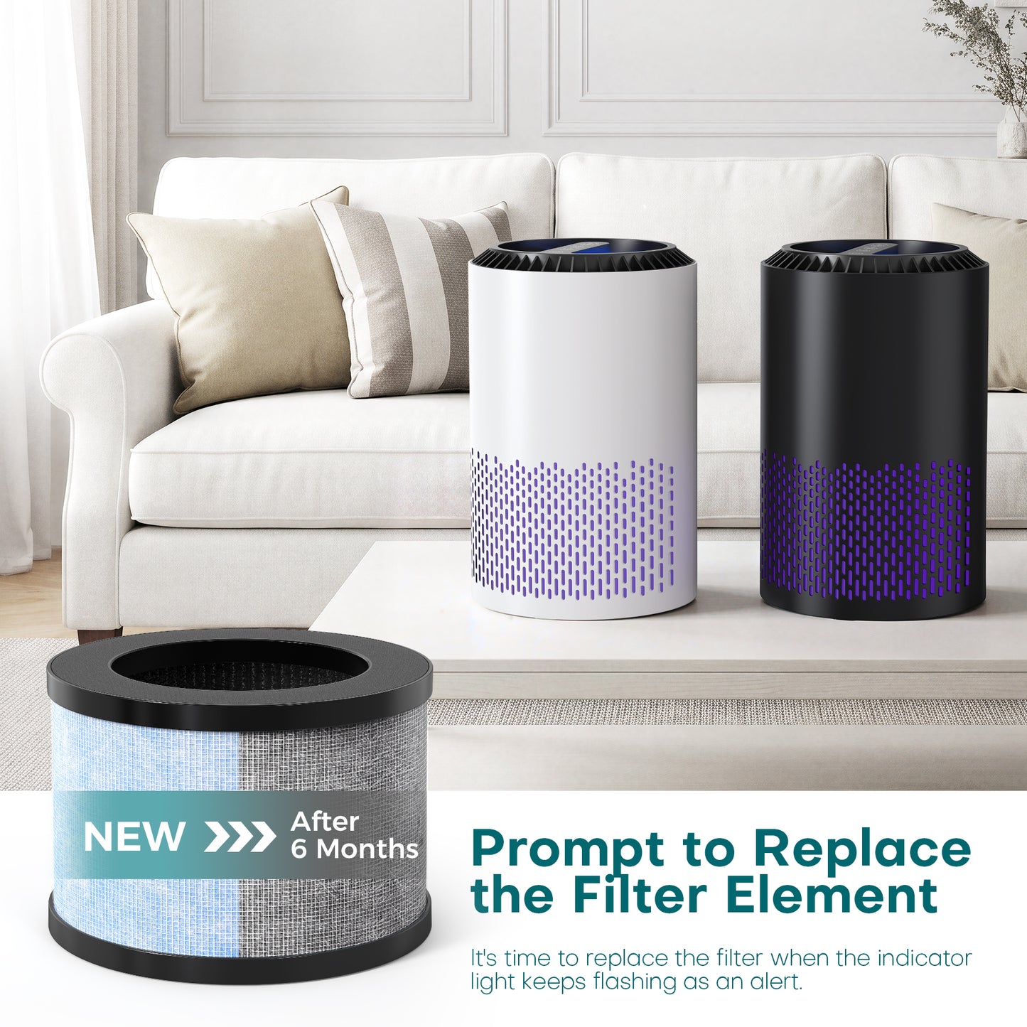 ALROCKET 2 Pack HEPA Air Purifier Filter Replacement for JH01, 4-Stage Filtration for Dust, Pet Dander, Smoke and Odors, High Efficiency Replacement Filter Part