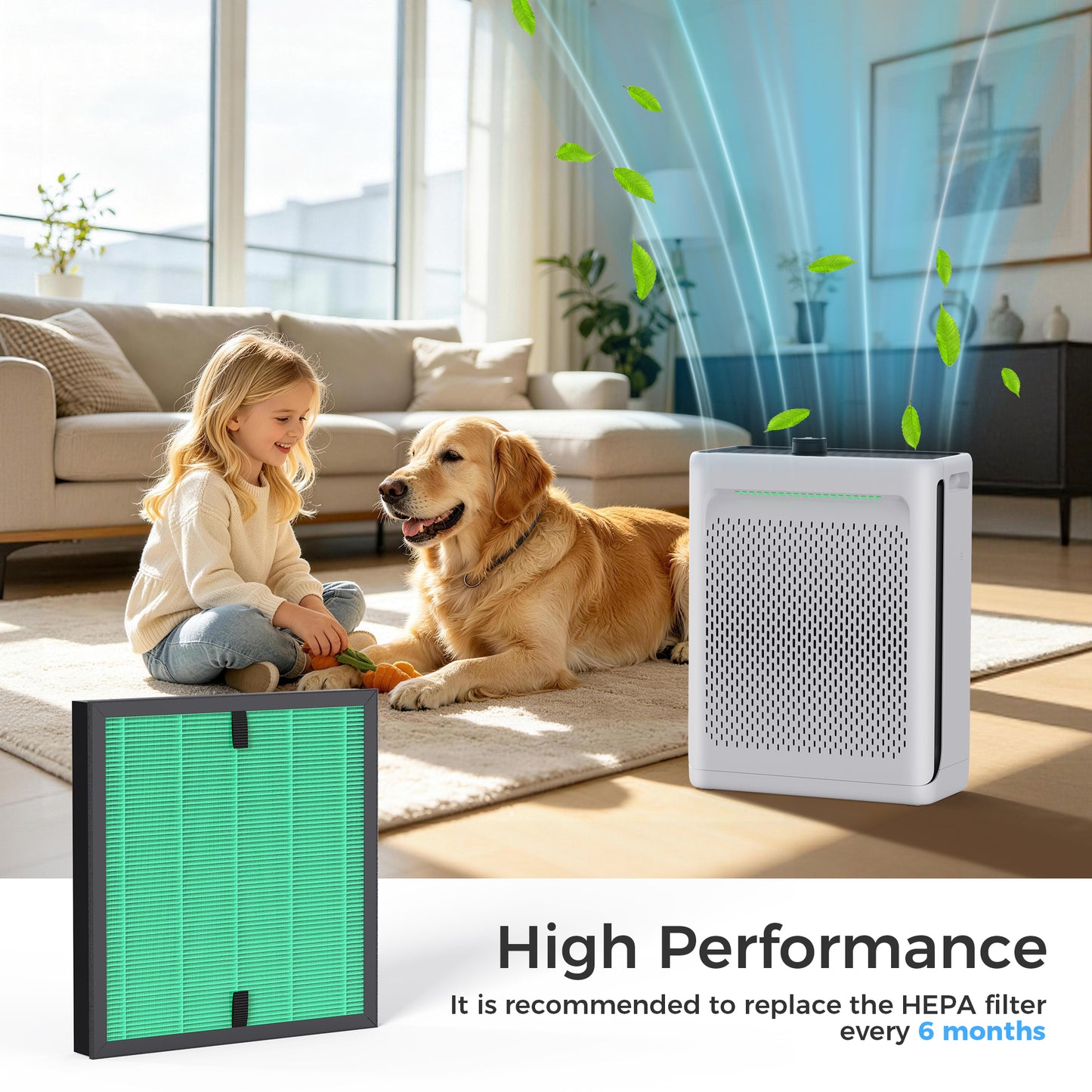ALROCKET JH023 Air Purifier Replacement Filter for Pollen Pet Dander Hair Smell Model , Original Version(2 Pack)
