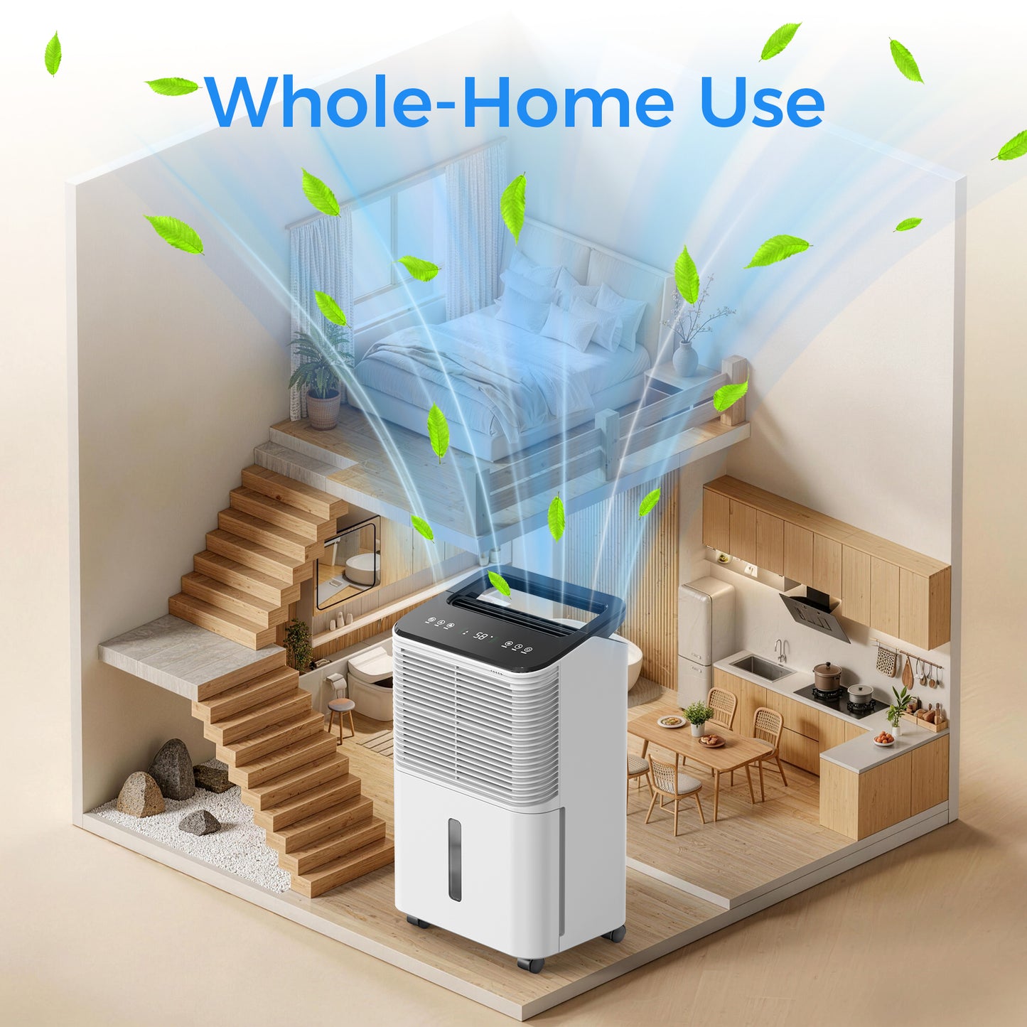 ALROCKET 12 Pints (DOE)  Dehumidifier for Home, MAX 50 Pints/Day, 85 OZ Water Tank, Dehumidifiers, For Basements, Bathroom, Large room, up to 2000 Sq.ft, Auto-defrost, Smart Humidity Control, White