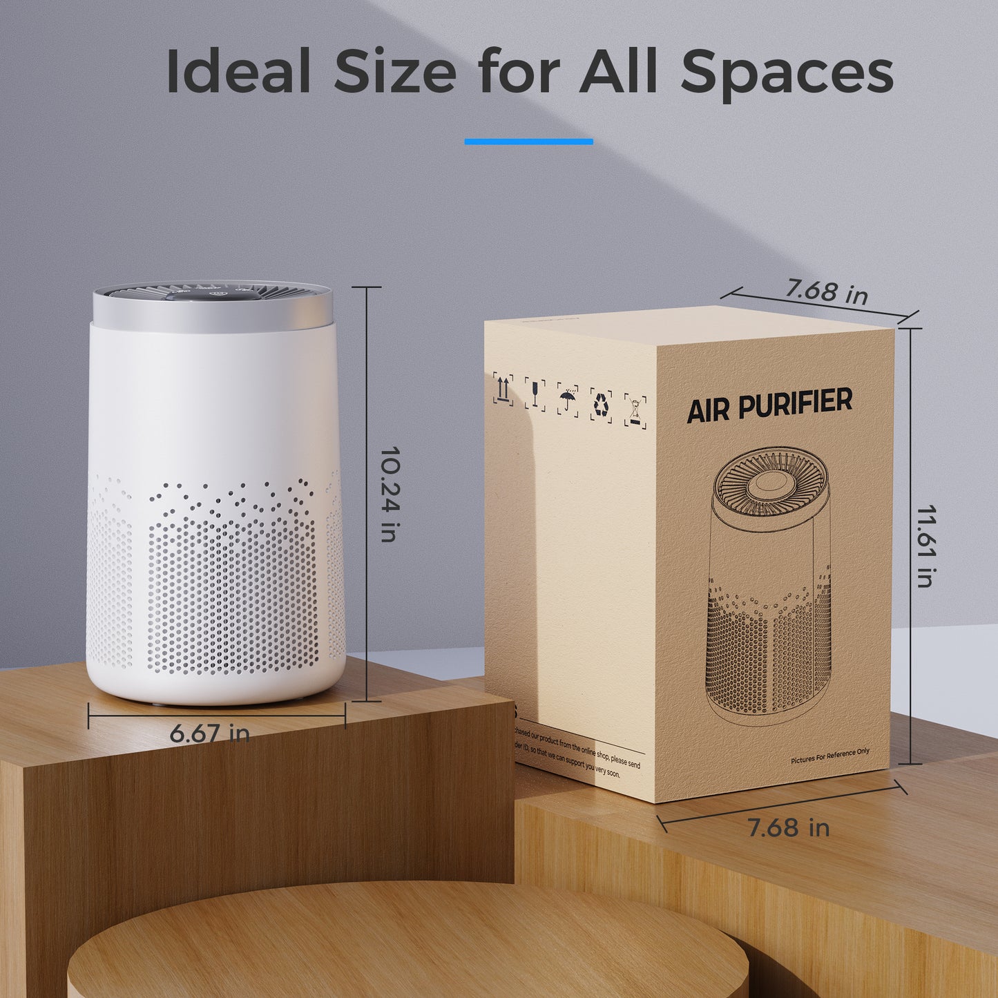 ALROCKET HEPA Air Purifier for Home Bedroom, Covers Up to 770 Sq.Ft, Removes 99.9% Smoke, Pollen, Dust, Pet Dander, Odor, 7W DC Motor Energy-Save, 4-Speed & 20dB Sleep Mode, White