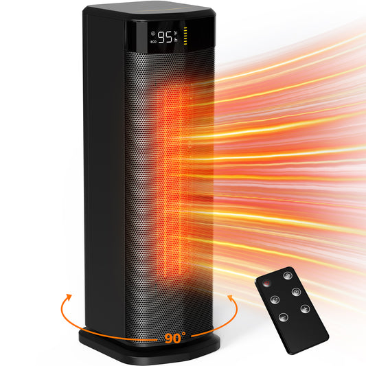 ALROCKET Space Heater for Home,1500W Electric PTC Ceramic Heater with Thermostat,Remote,ECO Mode,90°Oscillation,24H Timer,Smart Tower Heater for inside,Room,Office,Bedroom