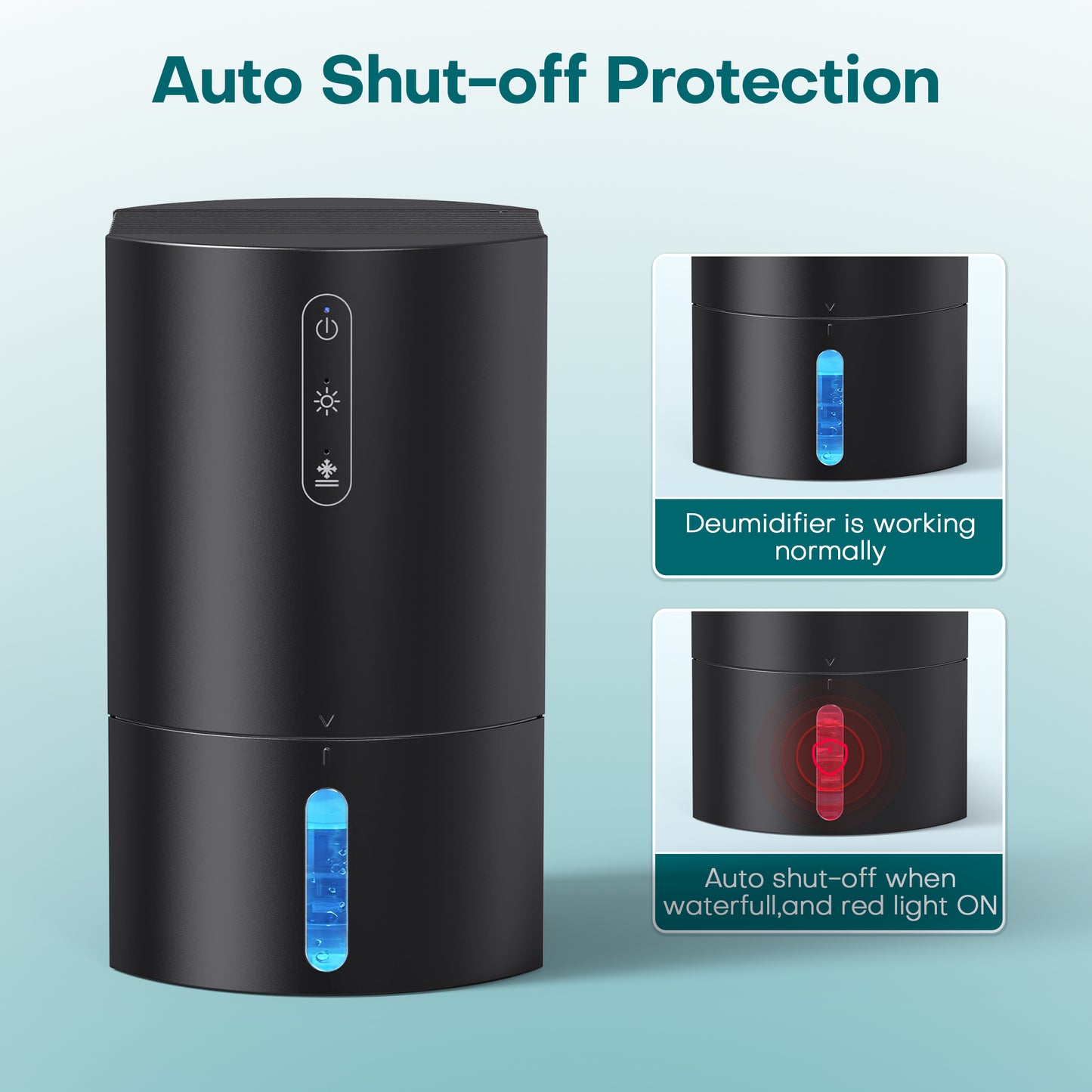 ALROCKET Dehumidifier for Bathroom,35OZ Water Tank with Auto Defrost,320 sq.ft,LED Light,Black