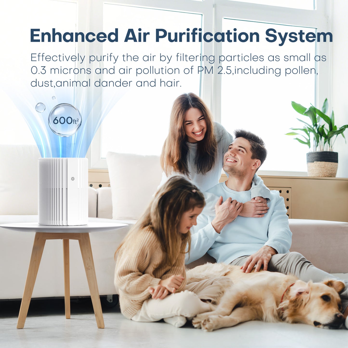 ALROCKET Air Purifier for Home, Smart WIFI, PM2.5 Digital Display, Auto Mode, 3-Layer Filter with 5 Speeds & Timer, Removes Wildfire Smoke, Dander, Dust, Pollen, Covers 600 ft²/2H