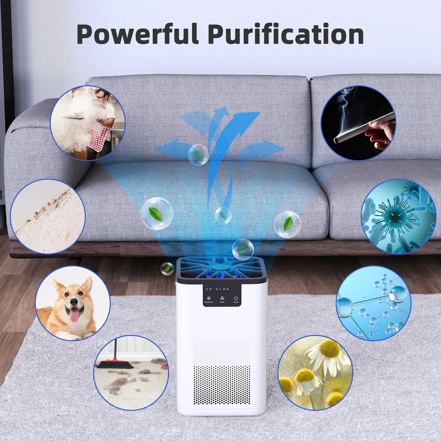 ALROCKET Air Purifier, with HEPA Filter for Home, Remove 99.9% Smoke Dust Allergies for 300 SQ.ft