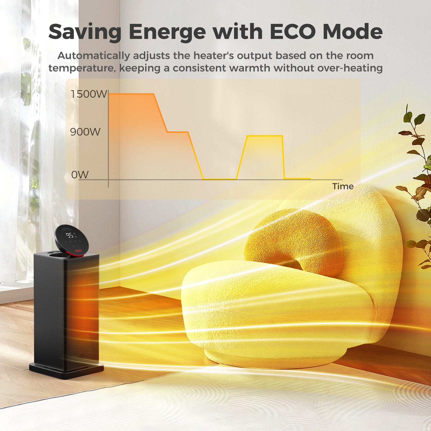 ALROCKET Space Heater,90°Oscillating Electric Tower Heaters with Remote,ECO Modes, Timer, 320 sq.ft