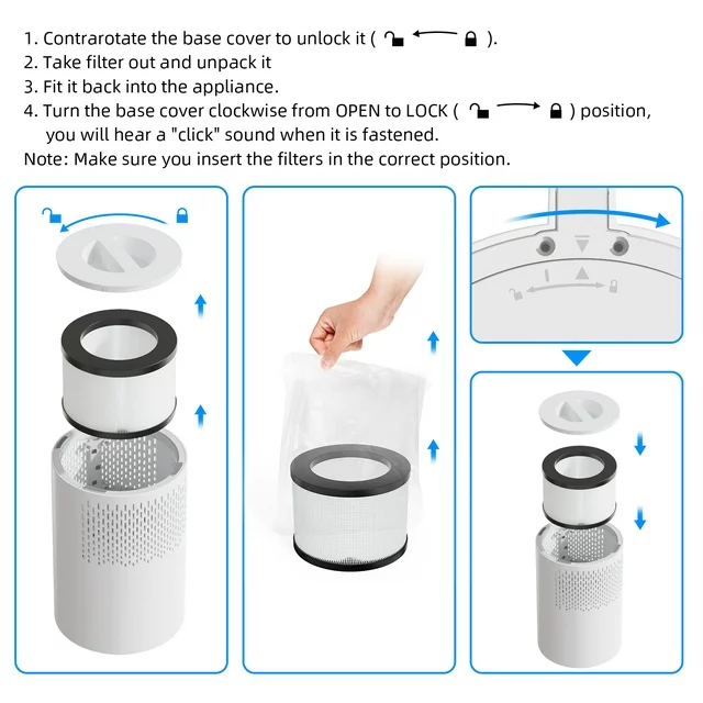 ALROCKET Air Purifier Replacement Filter for Model JH01 Black/ White