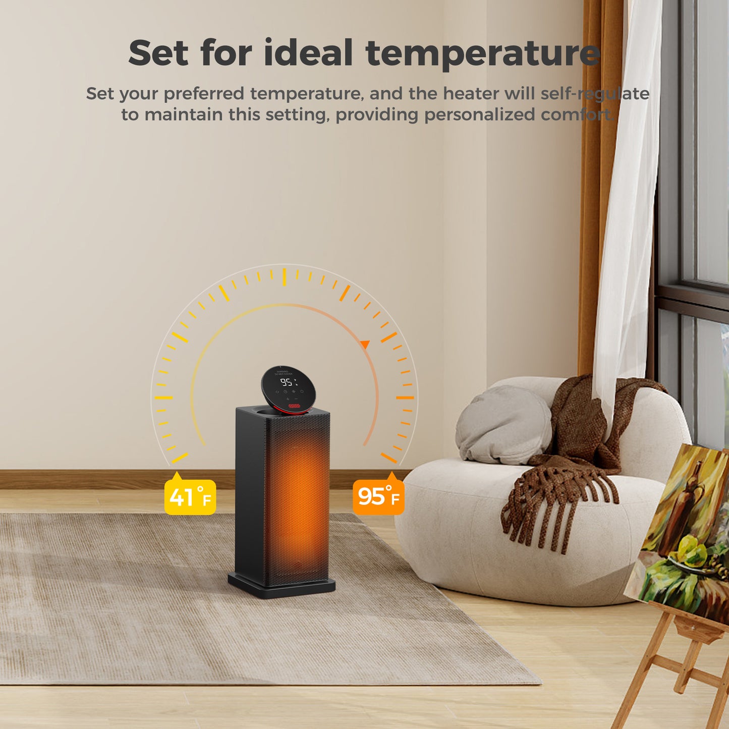 ALROCKET Space Heater,90°Oscillating Electric Tower Heaters with Remote,ECO Modes, Timer, 320 sq.ft