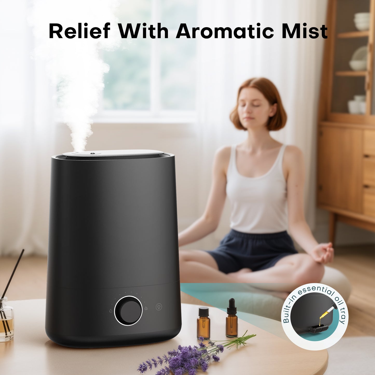 ALROCKET Humidifier for Bedroom,5L Cool Mist Top-Fill Humidifier for Large Room, Baby Nursery, Plants,48H Runtime,28 dB Quiet,Oil Diffuser