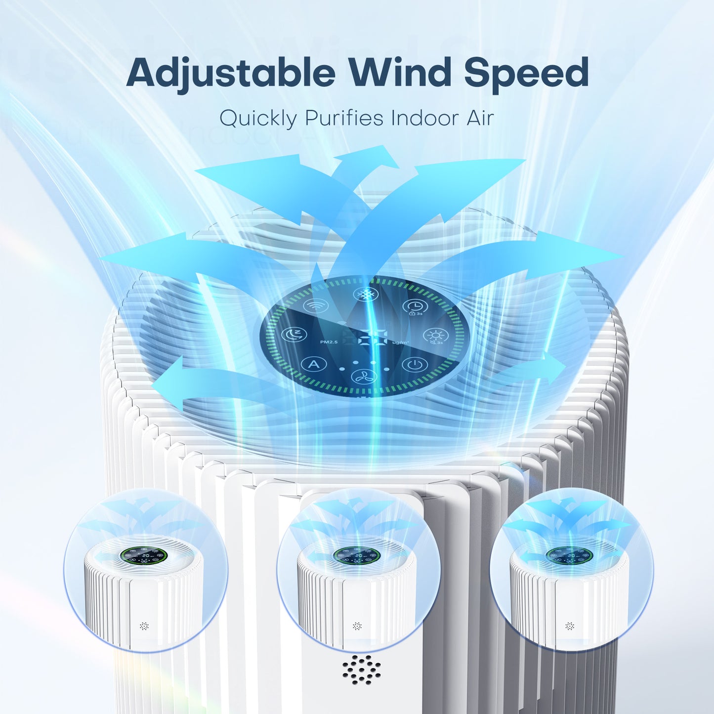 ALROCKET Air Purifier for Home, Smart WIFI, PM2.5 Digital Display, Auto Mode, 3-Layer Filter with 5 Speeds & Timer, Removes Wildfire Smoke, Dander, Dust, Pollen, Covers 600 ft²/2H