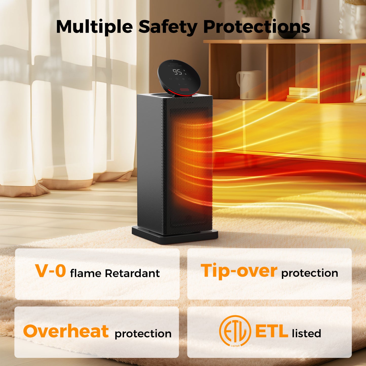 ALROCKET Space Heater,90°Oscillating Electric Tower Heaters with Remote,ECO Modes, Timer, 320 sq.ft