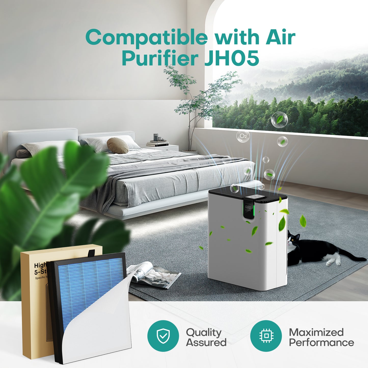 ALROCKET JH05 Air Purifier Replacement Washable Filter Pet Dander, Dust, Pollen, and Smoke