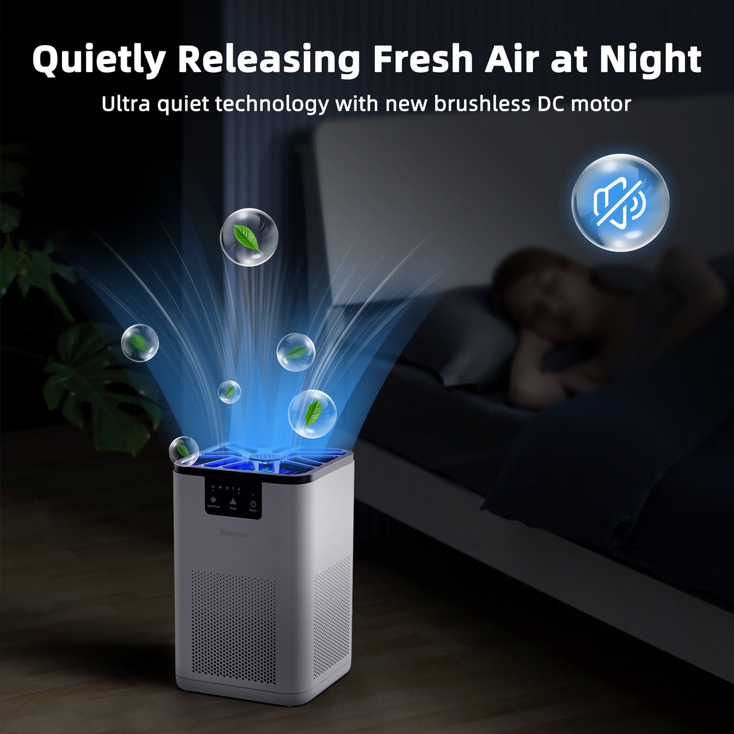 BREEZOME Air Purifier, with H13 True HEPA Filter, Remove 99.9% Smoke Dust for 300 SQ.ft